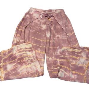 Young Fabulous & Broke size small Womens Pink Tie-Dye Wide Leg Wrap Pants EUC